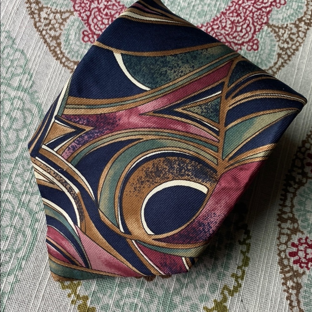 Dior Gray Purple and Multicolor Silk Tie
